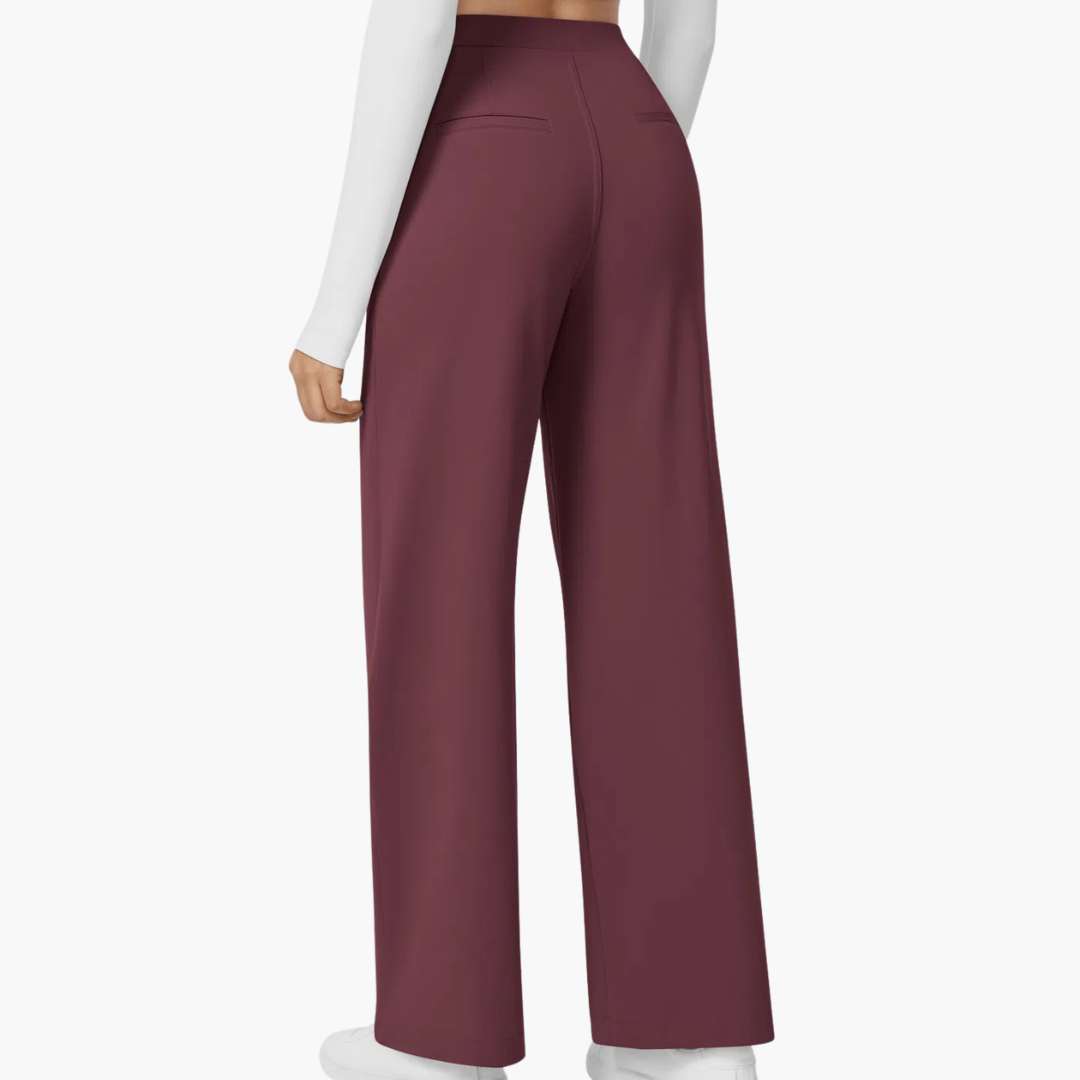 High Waisted Stretch Pocket Straight Leg Work Pants