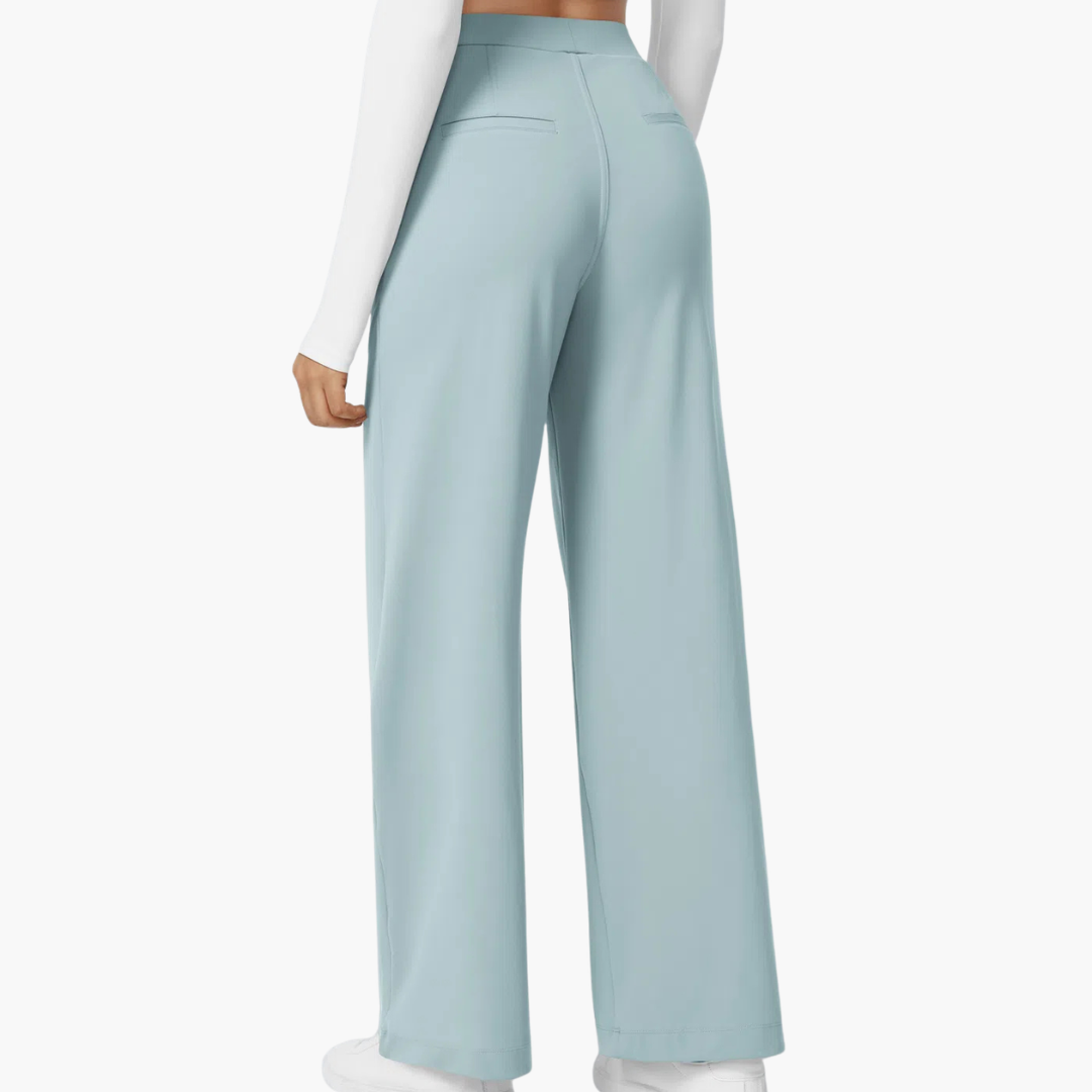High Waisted Stretch Pocket Straight Leg Work Pants