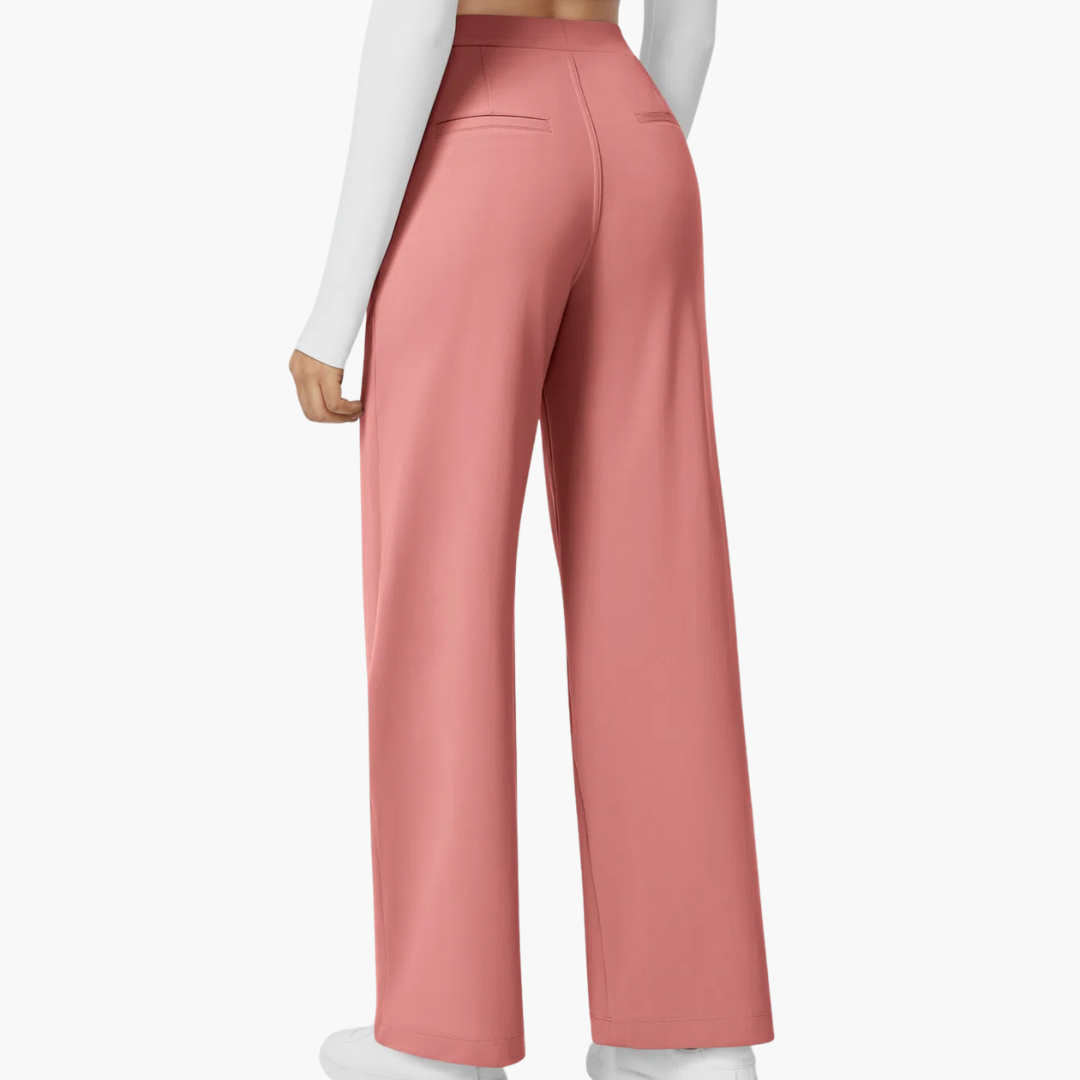 High Waisted Stretch Pocket Straight Leg Work Pants