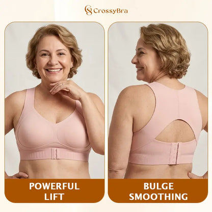 CrossyBra - Cross Back Front Closure Wireless Posture Support Bra