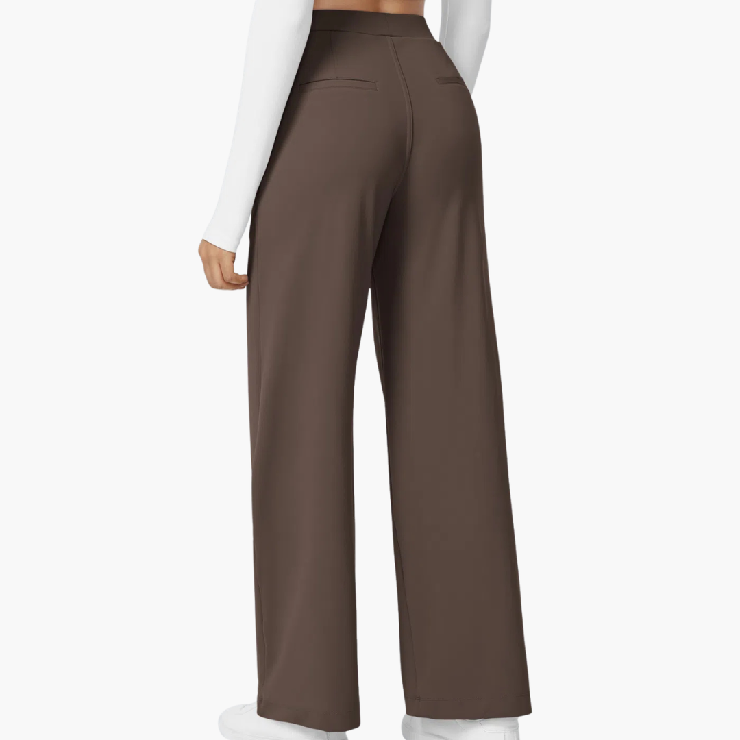 High Waisted Stretch Pocket Straight Leg Work Pants