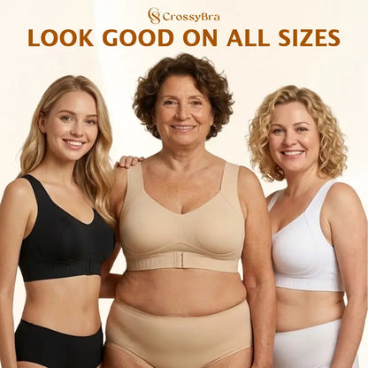 CrossyBra - Cross Back Front Closure Wireless Posture Support Bra