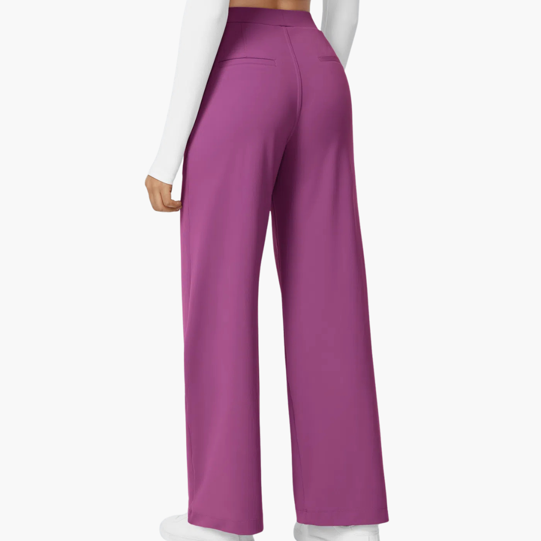 High Waisted Stretch Pocket Straight Leg Work Pants