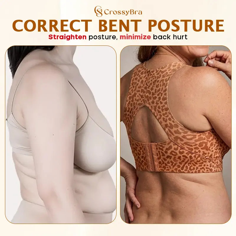 CrossyBra - Cross Back Front Closure Wireless Posture Support Bra