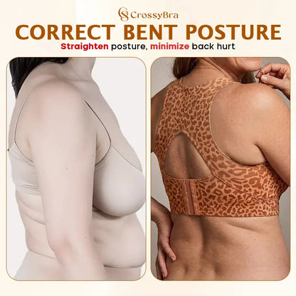 CrossyBra - Cross Back Front Closure Wireless Posture Support Bra