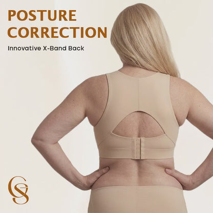 CrossyBra - Cross Back Front Closure Wireless Posture Support Bra